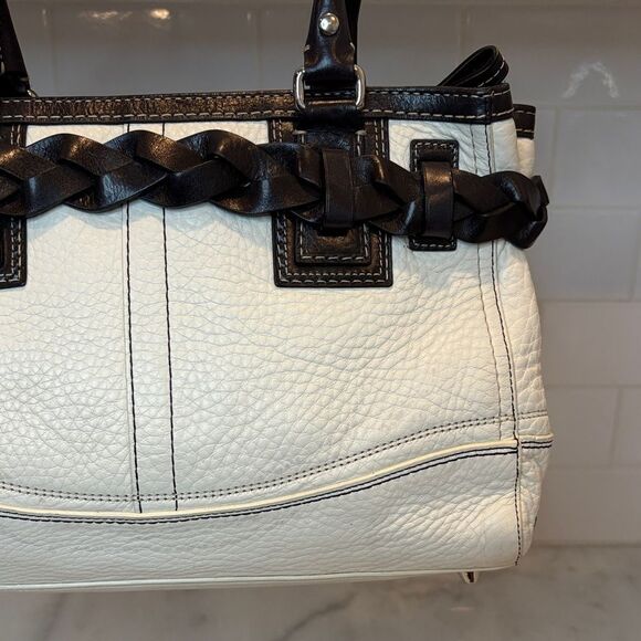Coach Bag Purse Handbag Leather White Braided Hampton Signature Shoulder Tote - Picture 6 of 16